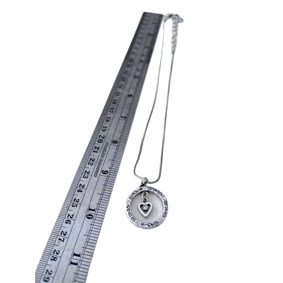 BRIGHTON" CIRCLE OF LIFE W/DANGLING HEART NECKLACE, 16"-18", CLEAR RHINESTONE - Picture 6 of 6